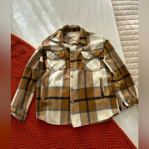 Plaid Shacket in khaki. Size M